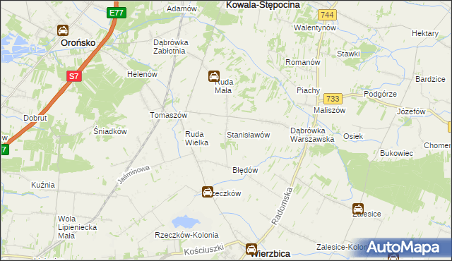 mapa Stanisławów gmina Wierzbica, Stanisławów gmina Wierzbica na mapie Targeo