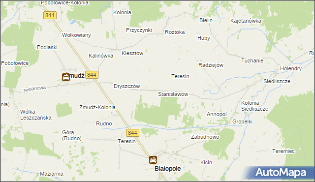 mapa Stanisławów gmina Żmudź, Stanisławów gmina Żmudź na mapie Targeo