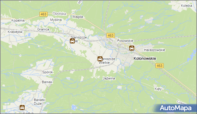 mapa Staniszcze Wielkie, Staniszcze Wielkie na mapie Targeo