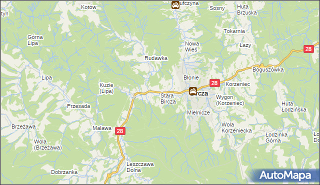 mapa Stara Bircza, Stara Bircza na mapie Targeo
