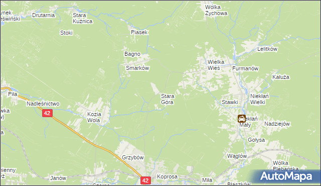 mapa Stara Góra gmina Stąporków, Stara Góra gmina Stąporków na mapie Targeo