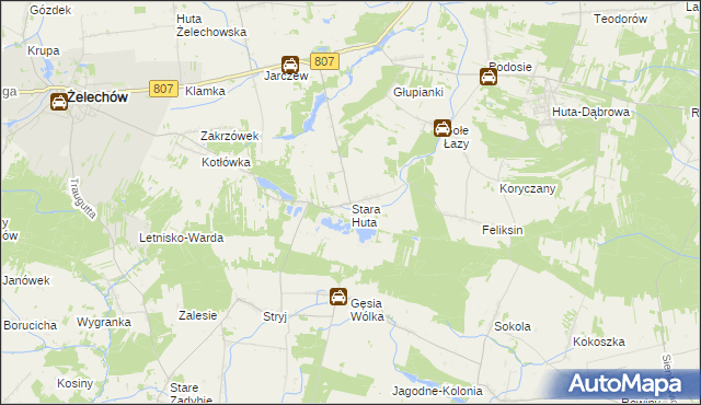 mapa Stara Huta gmina Wola Mysłowska, Stara Huta gmina Wola Mysłowska na mapie Targeo