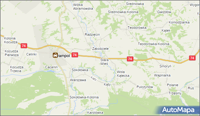 mapa Stara Wieś gmina Frampol, Stara Wieś gmina Frampol na mapie Targeo