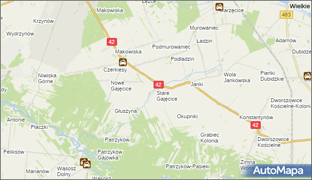 mapa Stare Gajęcice, Stare Gajęcice na mapie Targeo