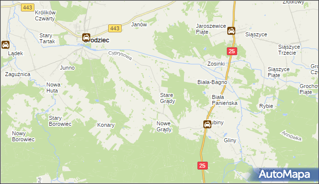 mapa Stare Grądy gmina Grodziec, Stare Grądy gmina Grodziec na mapie Targeo