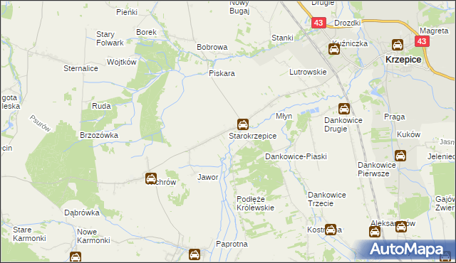 mapa Starokrzepice, Starokrzepice na mapie Targeo