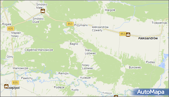 mapa Stary Lipowiec, Stary Lipowiec na mapie Targeo