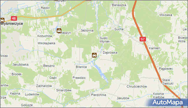 mapa Stawiszyn gmina Białobrzegi, Stawiszyn gmina Białobrzegi na mapie Targeo