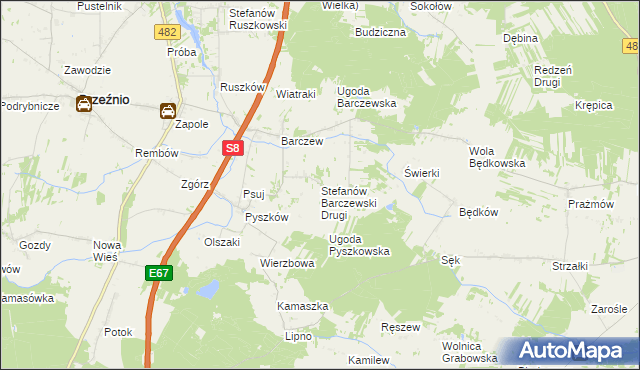 mapa Stefanów Barczewski Drugi, Stefanów Barczewski Drugi na mapie Targeo