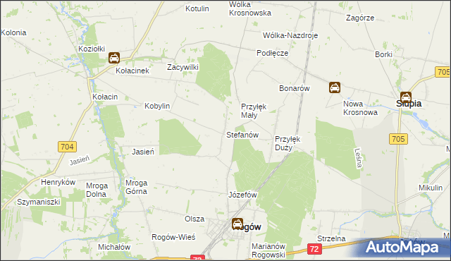 mapa Stefanów gmina Rogów, Stefanów gmina Rogów na mapie Targeo