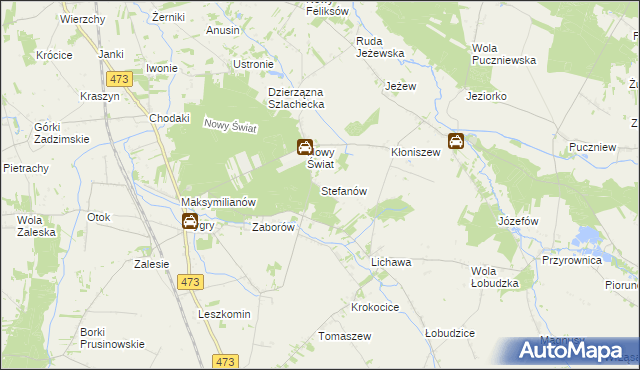 mapa Stefanów gmina Zadzim, Stefanów gmina Zadzim na mapie Targeo