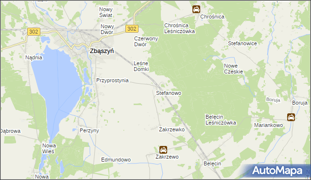 mapa Stefanowo gmina Zbąszyń, Stefanowo gmina Zbąszyń na mapie Targeo