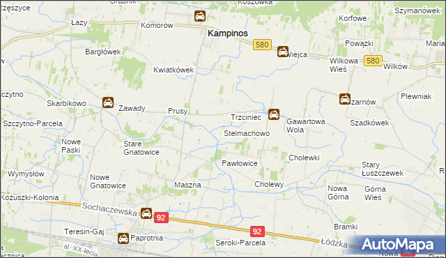 mapa Stelmachowo gmina Leszno, Stelmachowo gmina Leszno na mapie Targeo