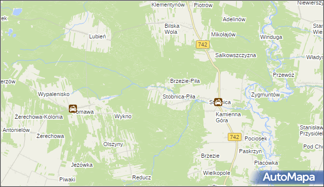 mapa Stobnica-Piła, Stobnica-Piła na mapie Targeo