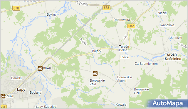 mapa Stoczki gmina Turośń Kościelna, Stoczki gmina Turośń Kościelna na mapie Targeo