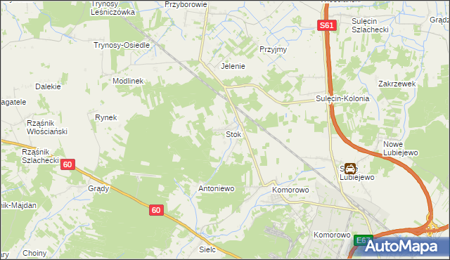 mapa Stok gmina Ostrów Mazowiecka, Stok gmina Ostrów Mazowiecka na mapie Targeo