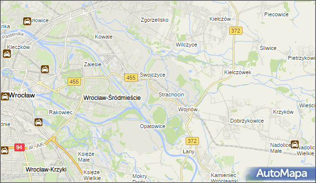 mapa Strachocin gmina Wrocław, Strachocin gmina Wrocław na mapie Targeo