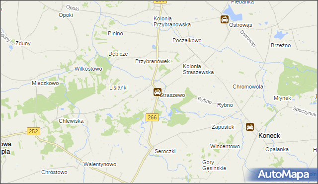 mapa Straszewo gmina Koneck, Straszewo gmina Koneck na mapie Targeo