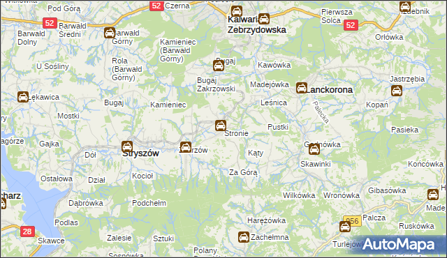 mapa Stronie gmina Stryszów, Stronie gmina Stryszów na mapie Targeo