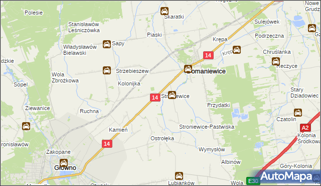 mapa Stroniewice, Stroniewice na mapie Targeo