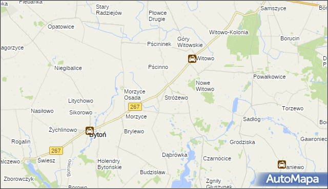 mapa Stróżewo gmina Bytoń, Stróżewo gmina Bytoń na mapie Targeo