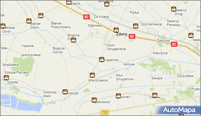 mapa Strugienice, Strugienice na mapie Targeo