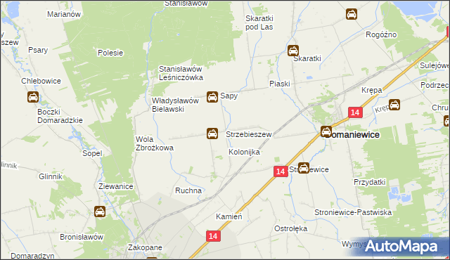 mapa Strzebieszew, Strzebieszew na mapie Targeo