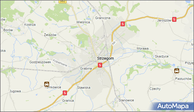 mapa Strzegom powiat świdnicki, Strzegom powiat świdnicki na mapie Targeo
