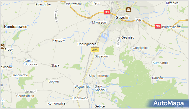 mapa Strzegów gmina Strzelin, Strzegów gmina Strzelin na mapie Targeo