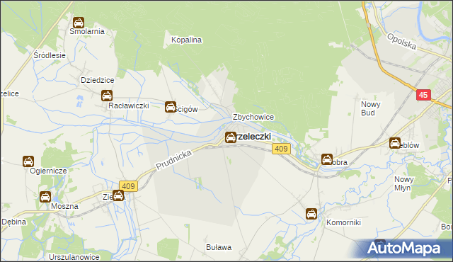 mapa Strzeleczki, Strzeleczki na mapie Targeo