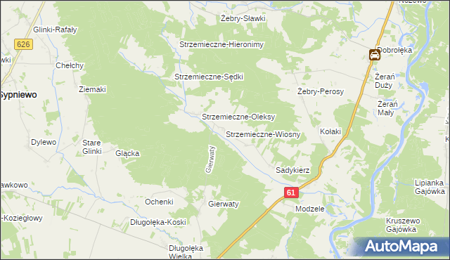 mapa Strzemieczne-Wiosny, Strzemieczne-Wiosny na mapie Targeo