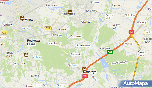 mapa Strzeniówka, Strzeniówka na mapie Targeo