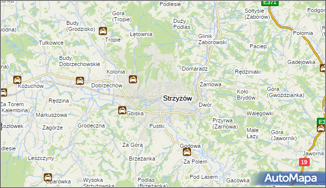 mapa Strzyżów, Strzyżów na mapie Targeo