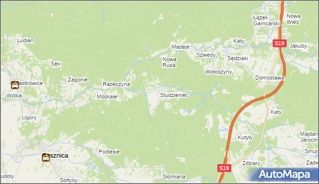 mapa Studzieniec gmina Pysznica, Studzieniec gmina Pysznica na mapie Targeo