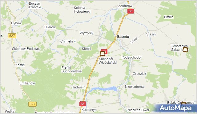 mapa Suchodół Włościański, Suchodół Włościański na mapie Targeo