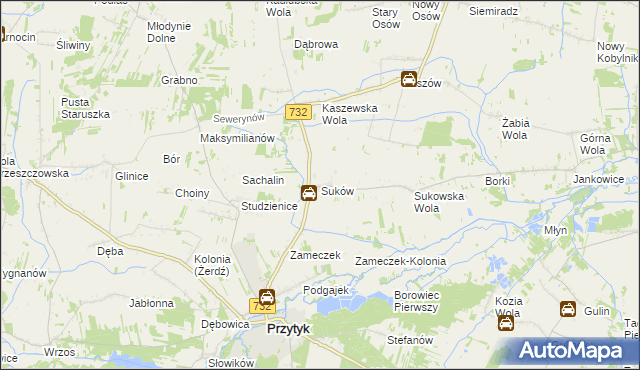 mapa Suków gmina Przytyk, Suków gmina Przytyk na mapie Targeo