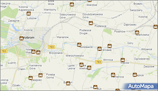 mapa Sulisławice gmina Wolbrom, Sulisławice gmina Wolbrom na mapie Targeo