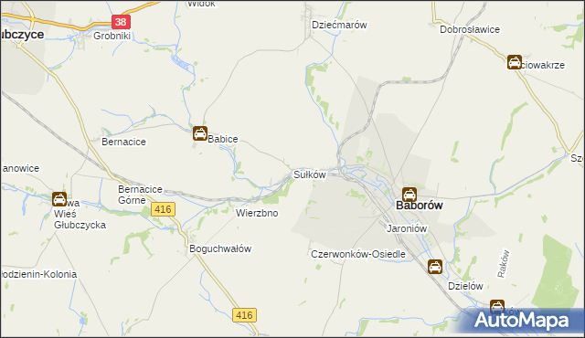 mapa Sułków gmina Baborów, Sułków gmina Baborów na mapie Targeo