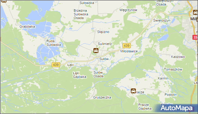 mapa Sułów gmina Milicz, Sułów gmina Milicz na mapie Targeo