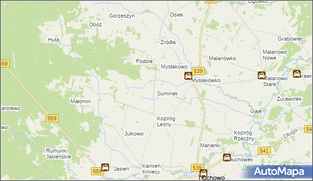 mapa Suminek, Suminek na mapie Targeo