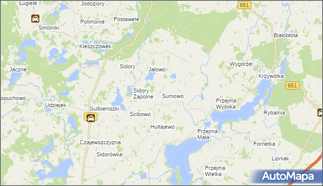 mapa Sumowo gmina Jeleniewo, Sumowo gmina Jeleniewo na mapie Targeo