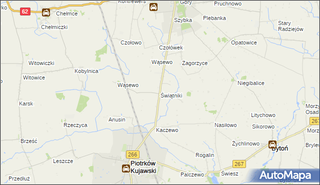 mapa Świątniki gmina Piotrków Kujawski, Świątniki gmina Piotrków Kujawski na mapie Targeo