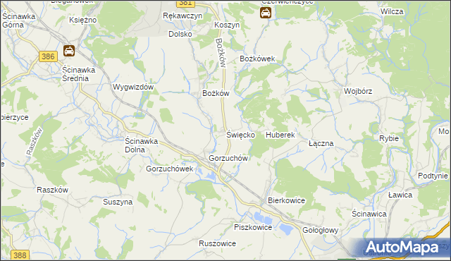 mapa Święcko, Święcko na mapie Targeo