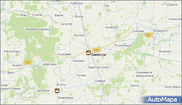 mapa Świercze powiat pułtuski, Świercze powiat pułtuski na mapie Targeo