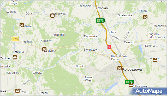 mapa Świerczów gmina Kolbuszowa, Świerczów gmina Kolbuszowa na mapie Targeo