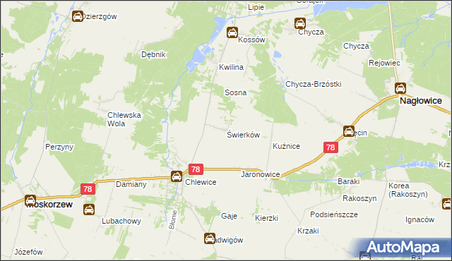 mapa Świerków, Świerków na mapie Targeo