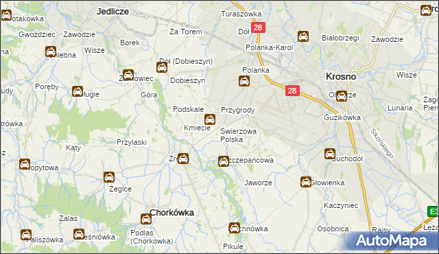mapa Świerzowa Polska, Świerzowa Polska na mapie Targeo