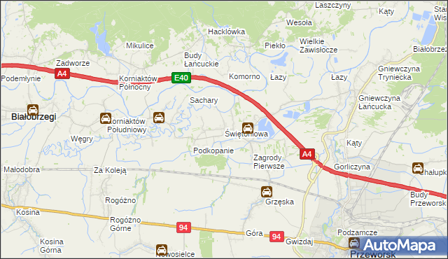 mapa Świętoniowa, Świętoniowa na mapie Targeo