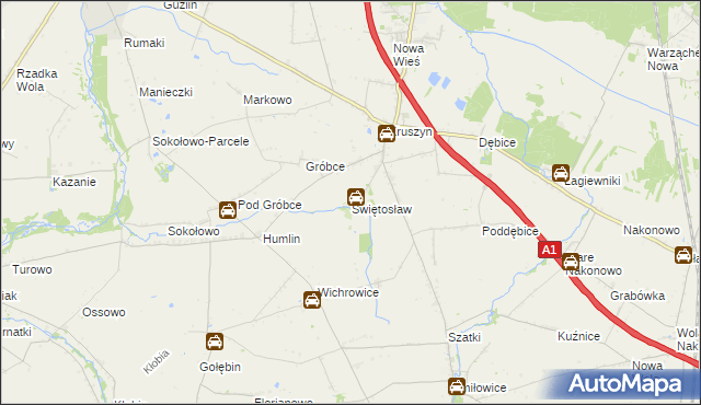 mapa Świętosław gmina Włocławek, Świętosław gmina Włocławek na mapie Targeo