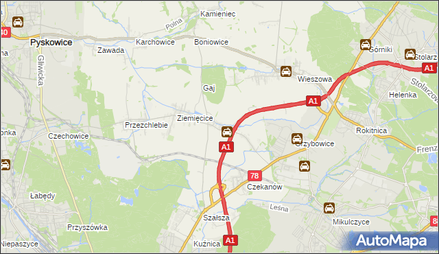 mapa Świętoszowice, Świętoszowice na mapie Targeo